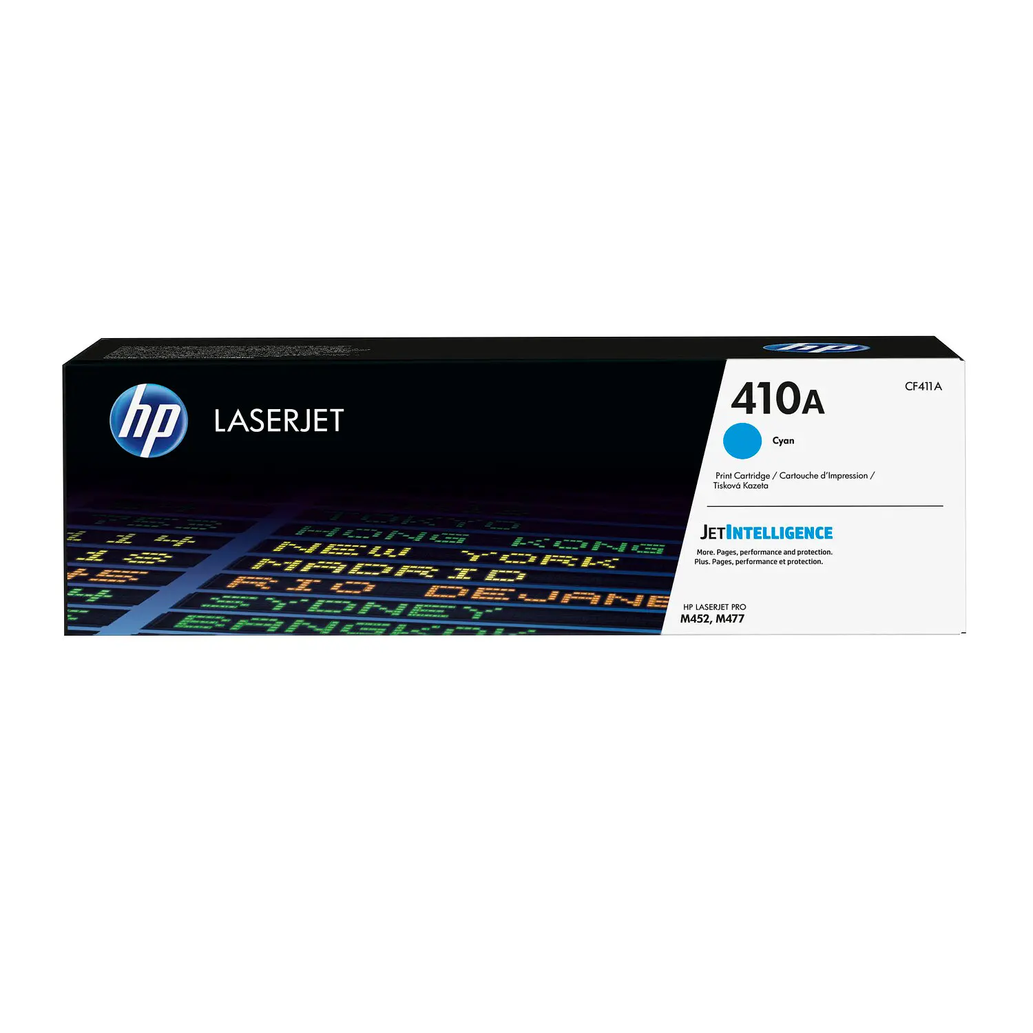 Tóner HP 410A CF411A, Original LaserJet, 2.300 Páginas, Tecnología JetIntelligence, M452, M477, Cian