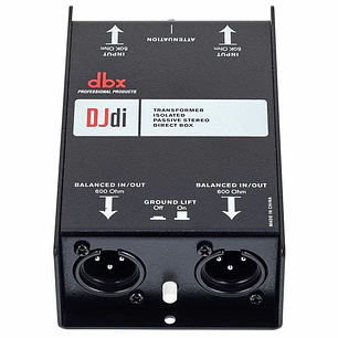 DBX DJdi, Caja Directa Pasiva 2 Canales, Jack TS 6.3 mm, XLR, Atenuador Variable, Ground Lift, Negro