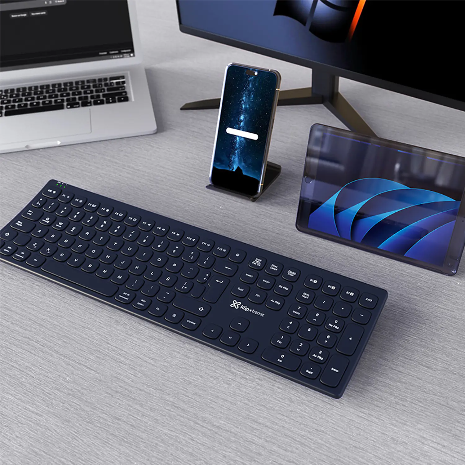 Klip Xtreme KBK-900 Teclado Ergonómico Curvo CurveLink, Bluetooth v5.0, 2.4 GHz, USB-C, 112 Teclas, Negro 11