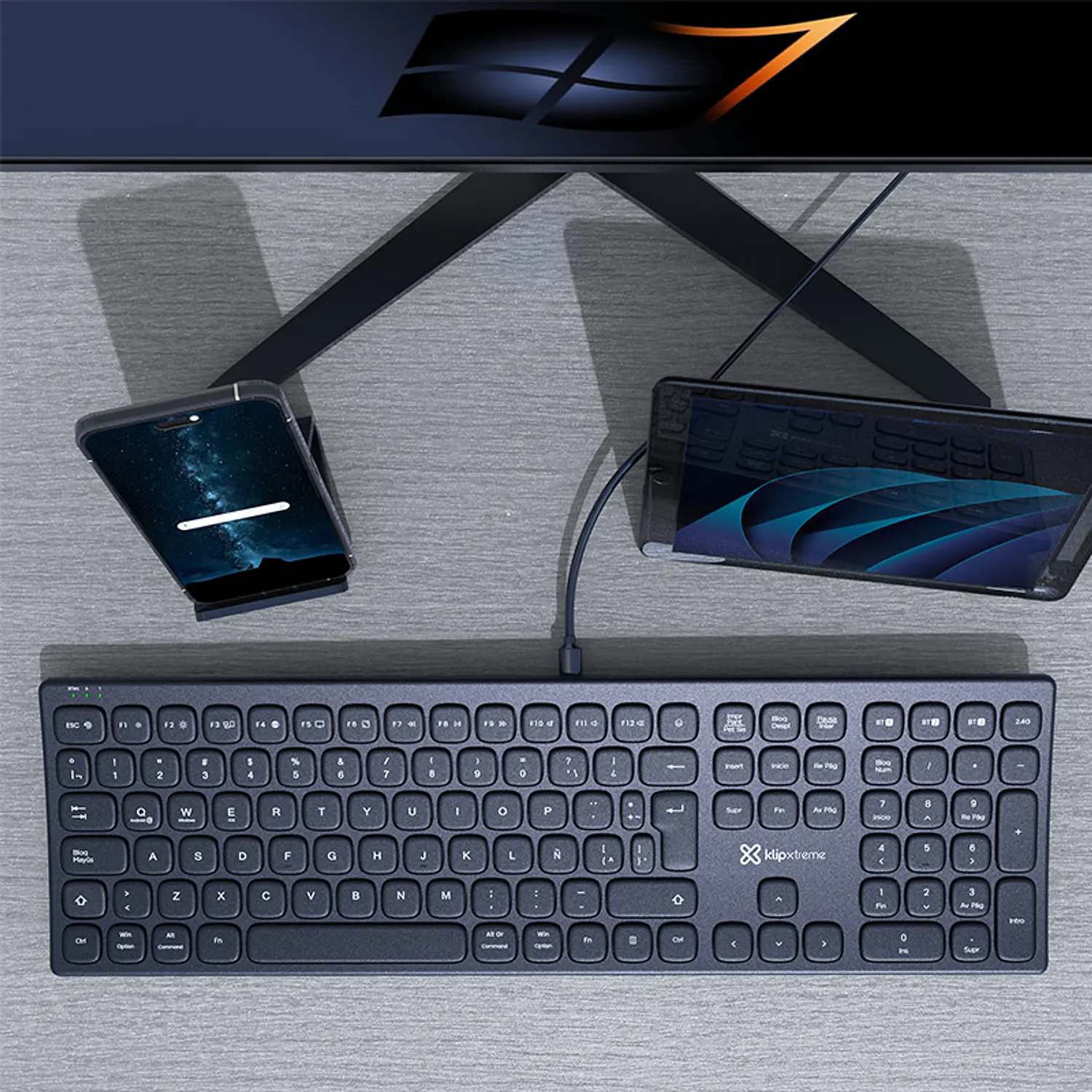 Klip Xtreme KBK-900 Teclado Ergonómico Curvo CurveLink, Bluetooth v5.0, 2.4 GHz, USB-C, 112 Teclas, Negro 12