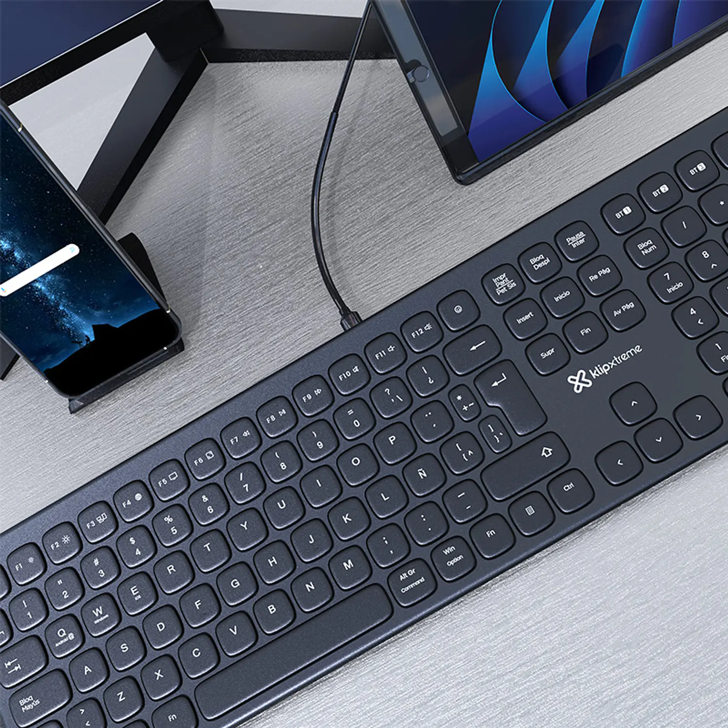 Klip Xtreme KBK-900 Teclado Ergonómico Curvo CurveLink, Bluetooth v5.0, 2.4 GHz, USB-C, 112 Teclas, Negro 13