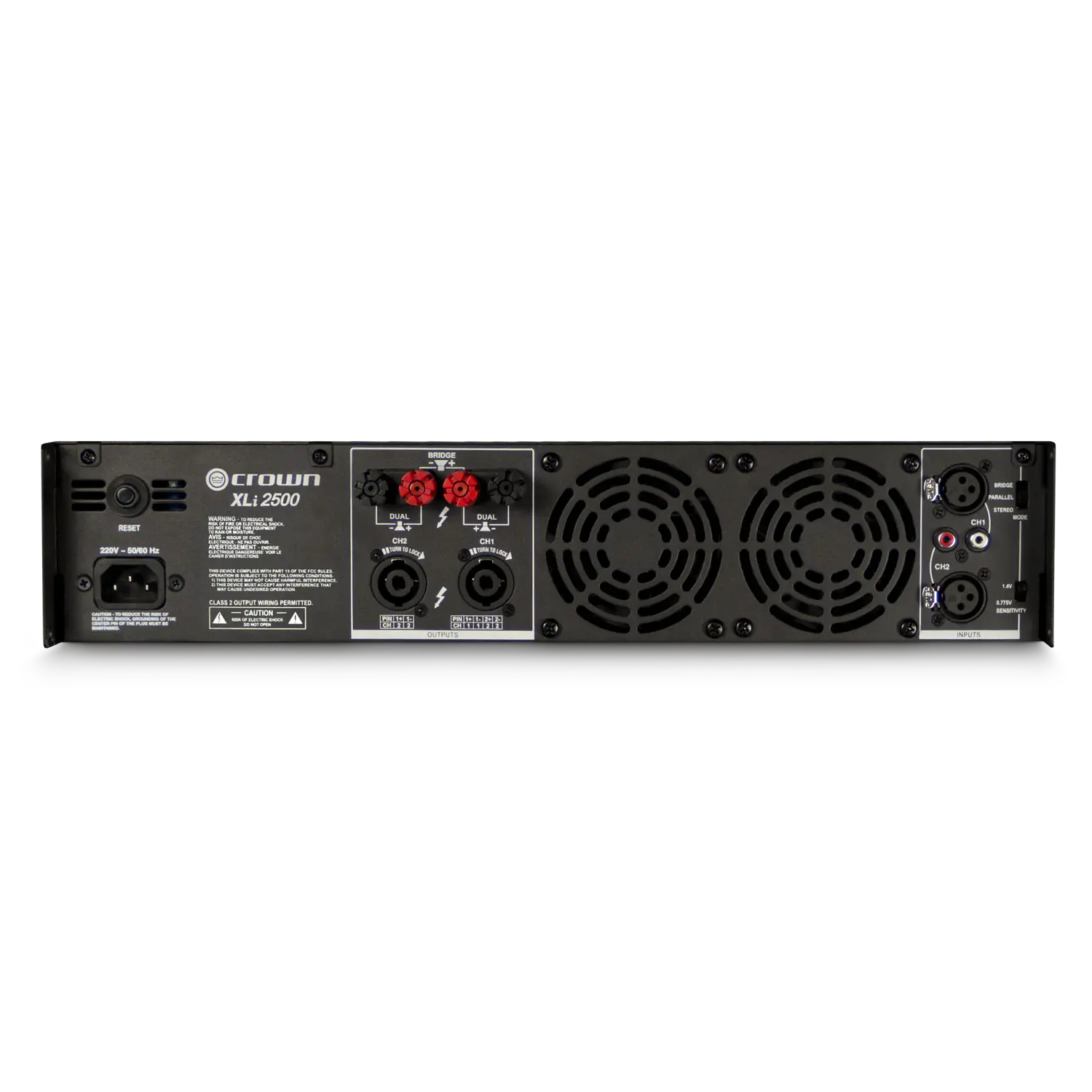 Crown XLi 2500, Amplificador de Potencia Profesional, 2 Canales, 750W por Canal a 4Ω, 1500W Bridge a 8Ω, XLR, RCA, Negro 3