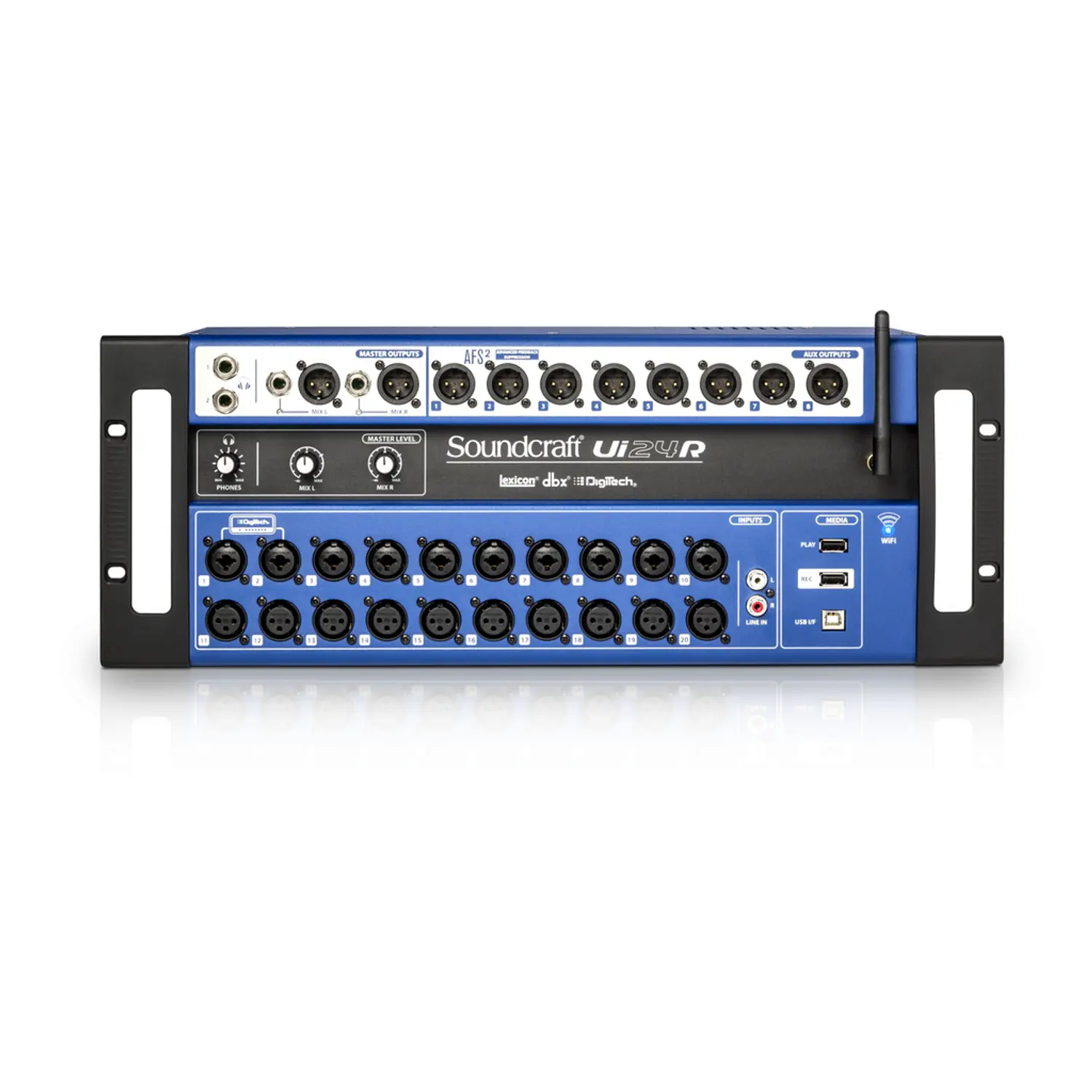 Soundcraft Ui24R, Mezcladora Digital de 24 Canales, Wi-Fi Dual Band, Grabación Multipista USB, 20 Preamplificadores Studer, Rack 4U, Azul/Negro 3