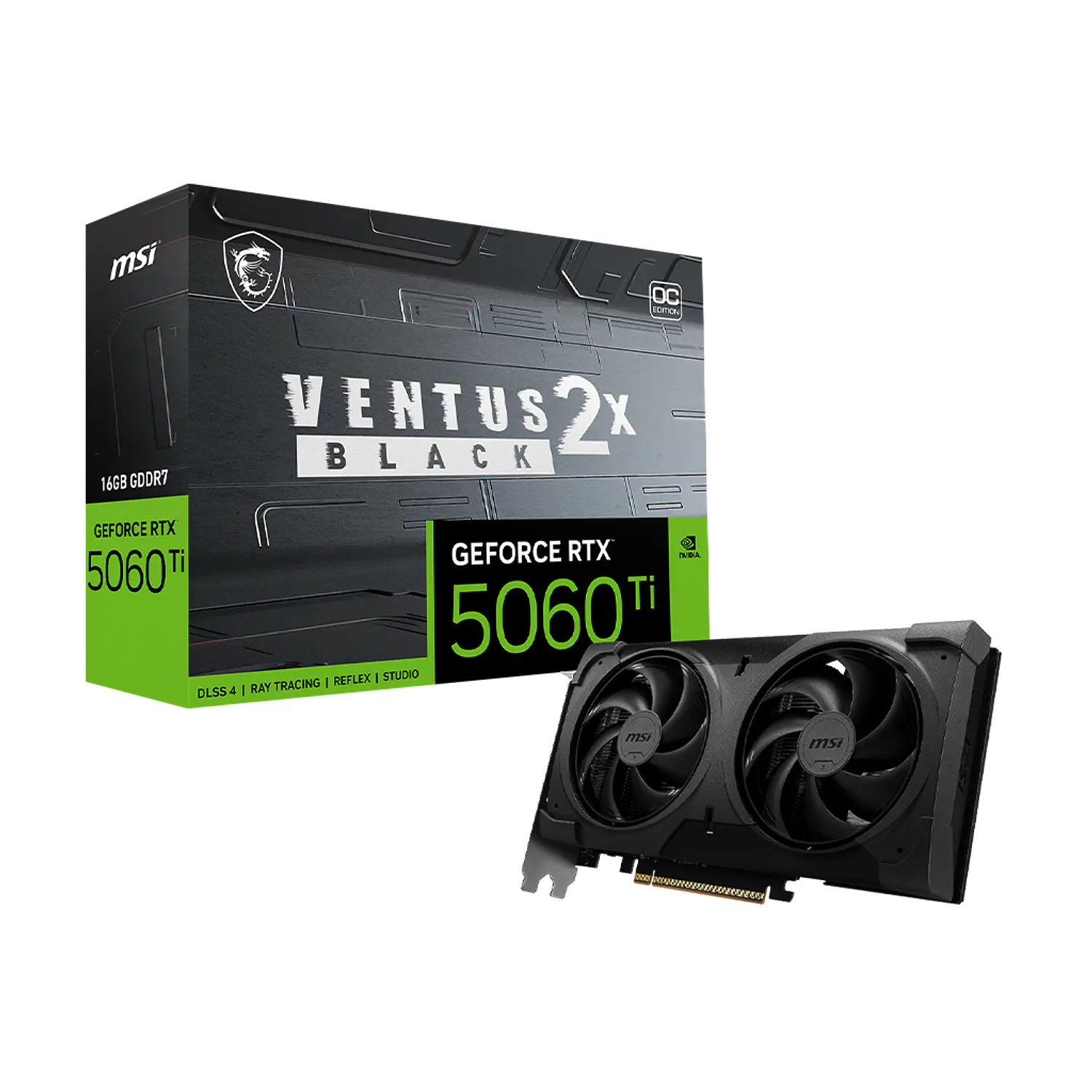 MSI GeForce RTX 5060 Ti VENTUS 2X OC BLACK PLUS, Tarjeta de Video, 16GB GDDR7, 128-bit, PCIe 5.0, 2 Ventiladores, HDMI 2.1b, DisplayPort 2.1b, Negro 7