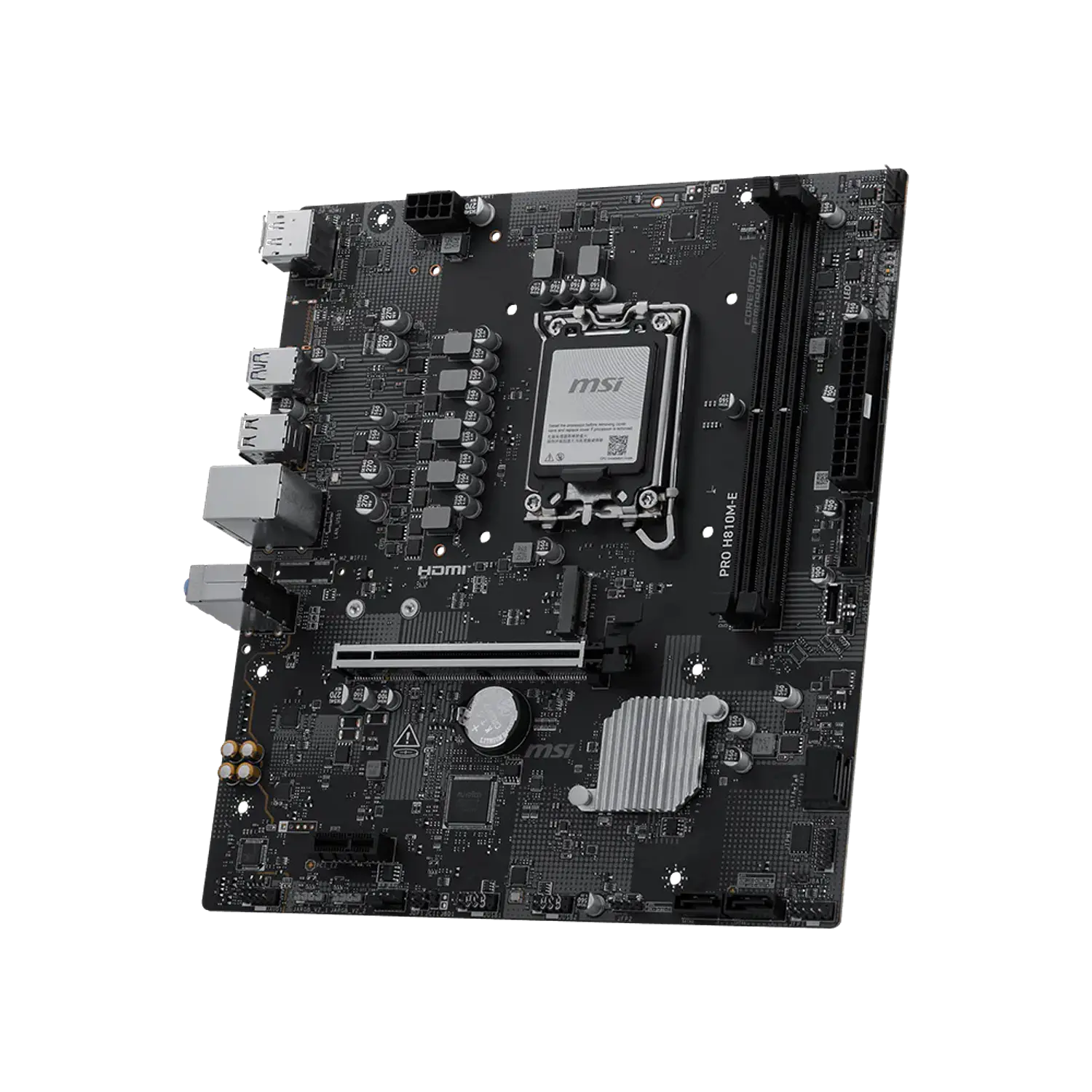 MSI PRO H810M-E, Placa Madre Micro-ATX, Intel H810, Socket LGA1851, DDR5 Hasta 128GB, PCIe 5.0, M.2 Gen4, LAN 2.5G, HDMI, DisplayPort, Negro 4