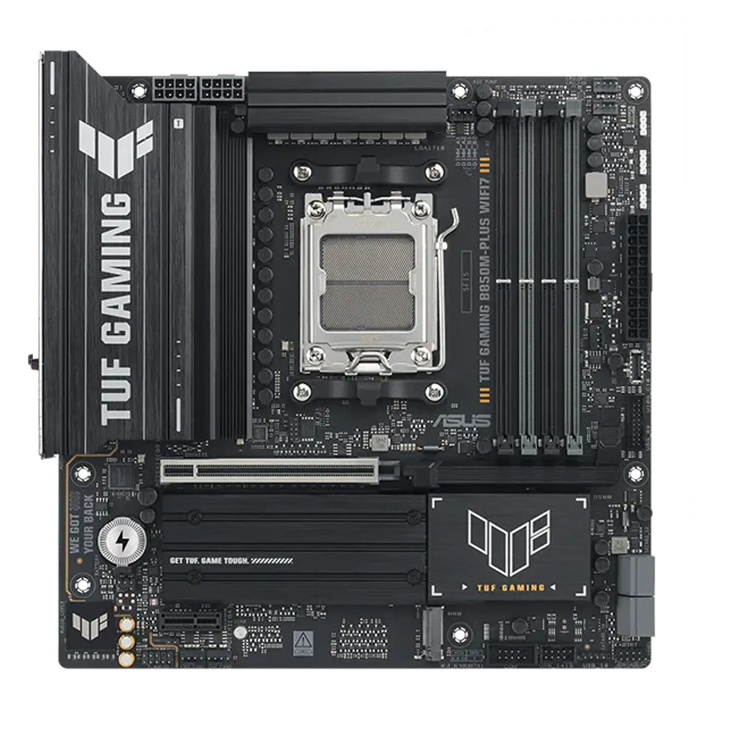ASUS TUF GAMING B850M-PLUS WIFI7, Placa Madre Micro-ATX, AMD B850, Socket AM5, DDR5 Hasta 256GB, PCIe 5.0, 3 M.2, Wi-Fi 7, Bluetooth, LAN 2.5G, USB-C 20Gbps, Negro 2