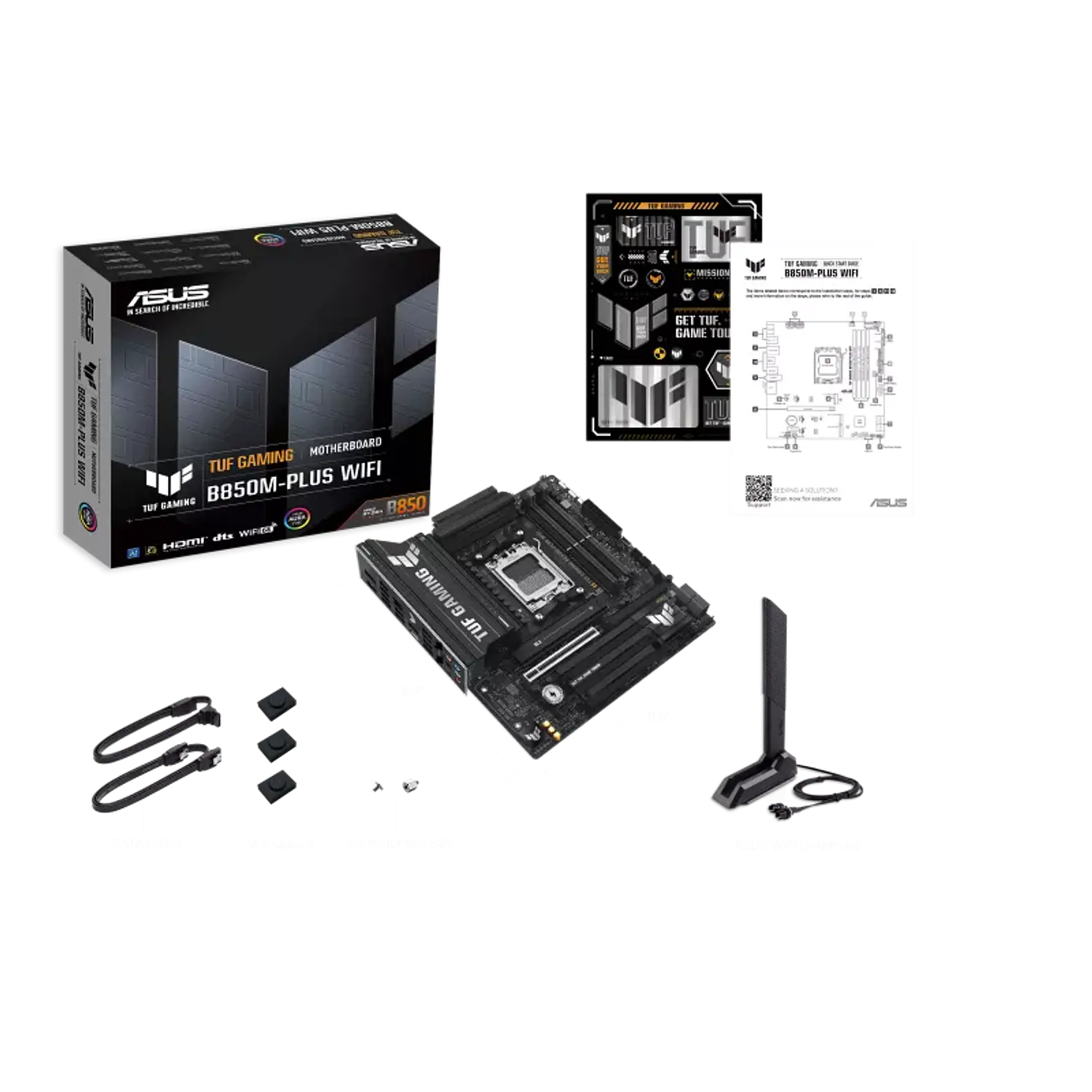 ASUS TUF GAMING B850M-PLUS WIFI7, Placa Madre Micro-ATX, AMD B850, Socket AM5, DDR5 Hasta 256GB, PCIe 5.0, 3 M.2, Wi-Fi 7, Bluetooth, LAN 2.5G, USB-C 20Gbps, Negro 10