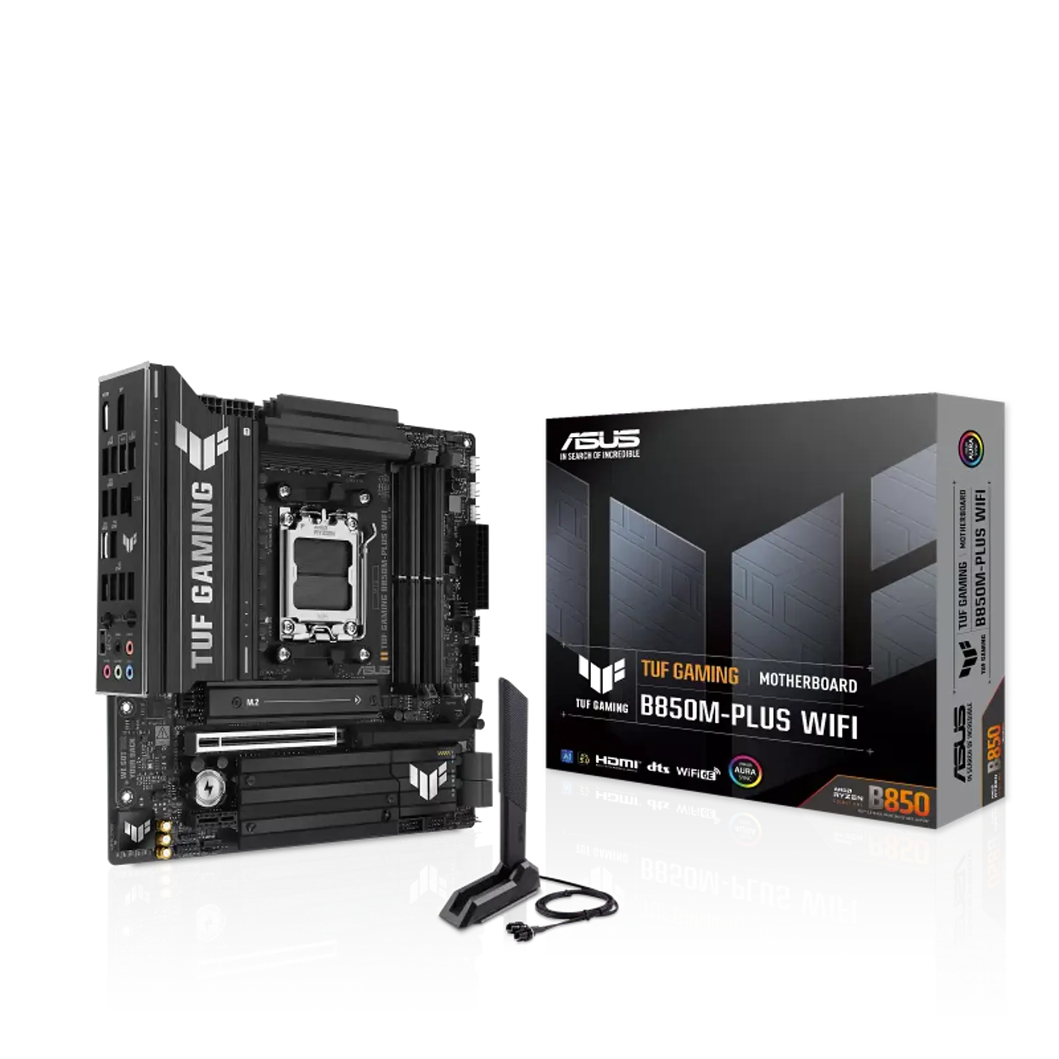 ASUS TUF GAMING B850M-PLUS WIFI7, Placa Madre Micro-ATX, AMD B850, Socket AM5, DDR5 Hasta 256GB, PCIe 5.0, 3 M.2, Wi-Fi 7, Bluetooth, LAN 2.5G, USB-C 20Gbps, Negro 1