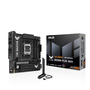 ASUS TUF GAMING B850M-PLUS WIFI7, Placa Madre Micro-ATX, AMD B850, Socket AM5, DDR5 Hasta 256GB, PCIe 5.0, 3 M.2, Wi-Fi 7, Bluetooth, LAN 2.5G, USB-C 20Gbps, Negro