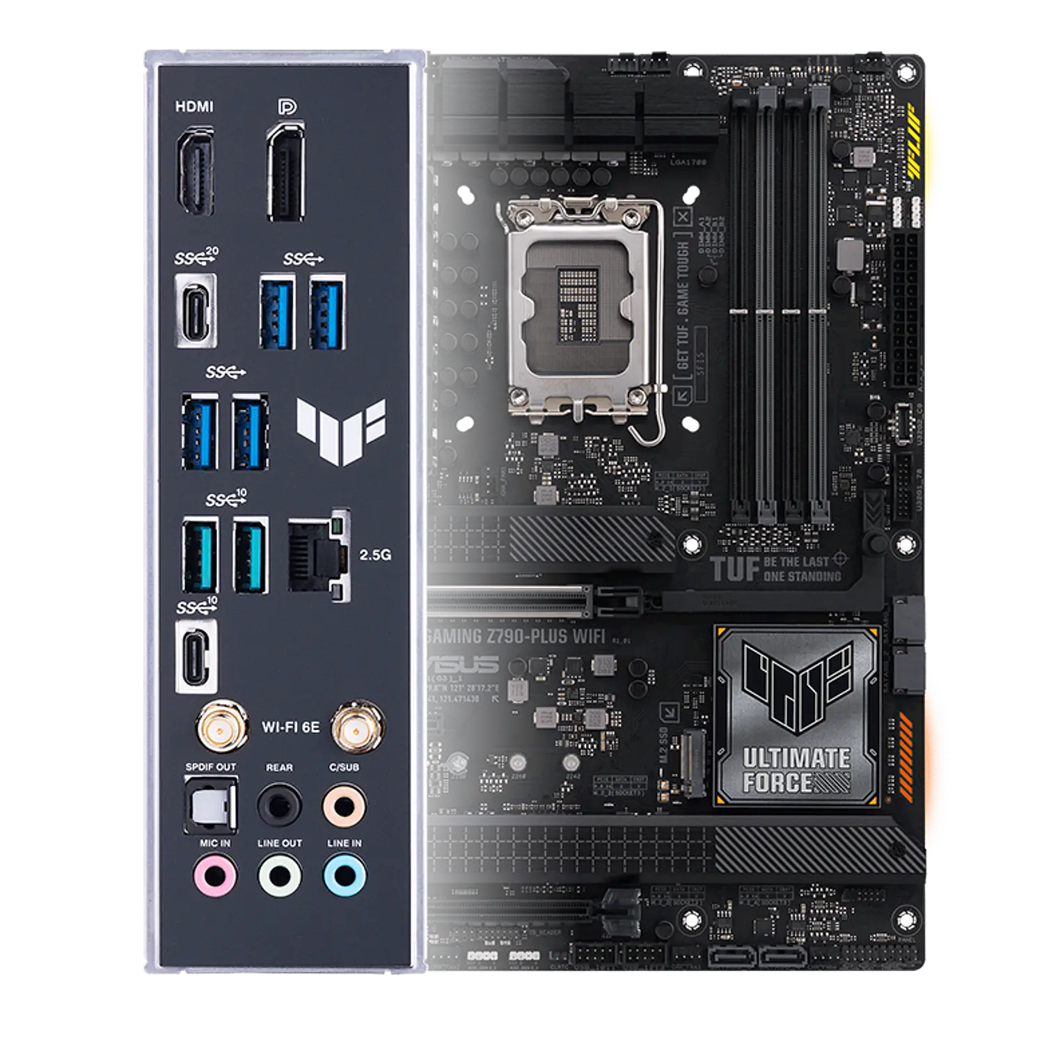 ASUS TUF GAMING Z790-PLUS WIFI, Placa Madre ATX, Intel Z790, Socket LGA1700, DDR5 Hasta 192GB, PCIe 5.0, 4 M.2 Gen4, Wi-Fi 6E, Bluetooth 5.3, LAN 2.5G, USB-C 20Gbps, Negro 6