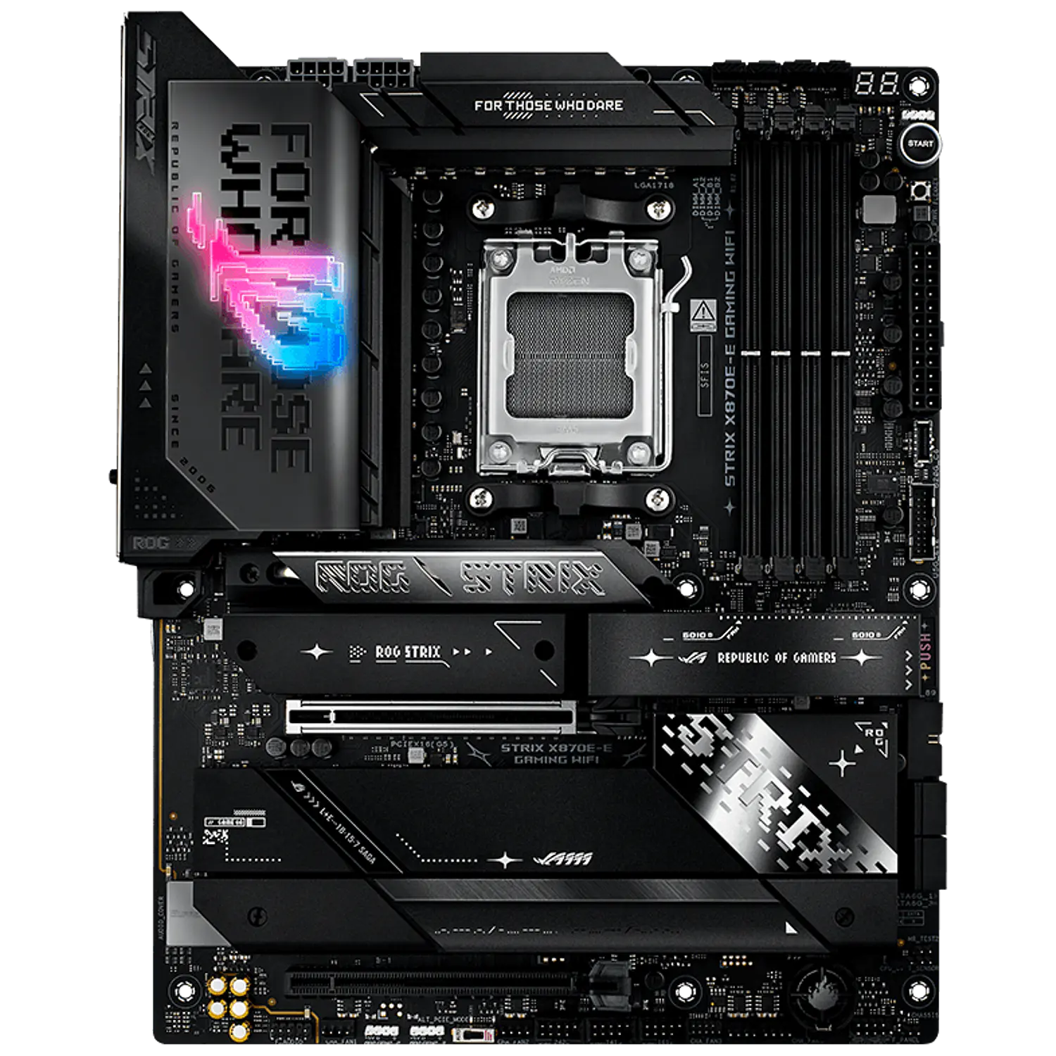 ASUS ROG STRIX X870E-E GAMING WIFI, Placa Madre ATX, AMD X870E, Socket AM5, DDR5 Hasta 256GB, PCIe 5.0, 5 M.2, Wi-Fi 7, Bluetooth 5.4, LAN 5GbE, 2 USB4 40Gbps, Negro 2