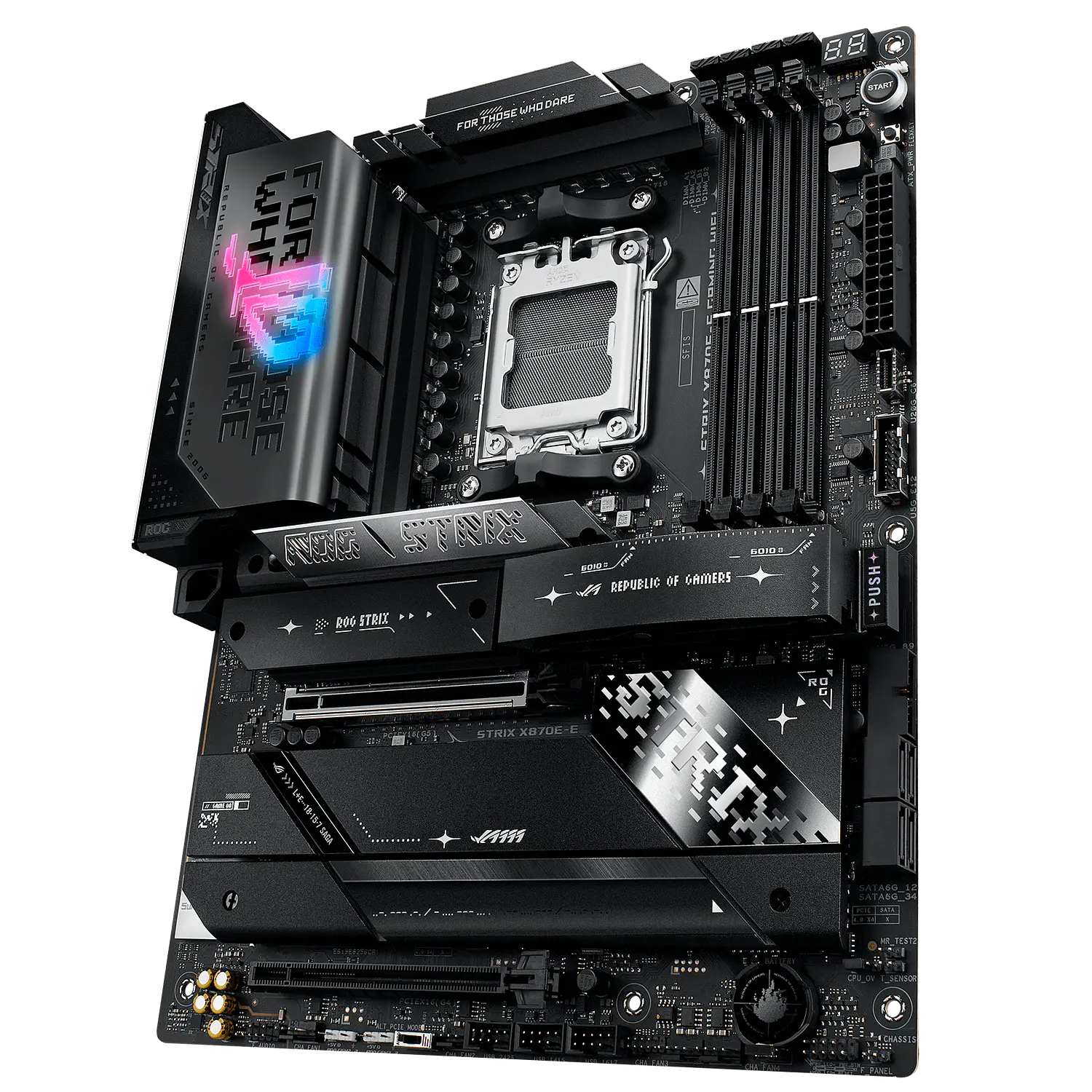ASUS ROG STRIX X870E-E GAMING WIFI, Placa Madre ATX, AMD X870E, Socket AM5, DDR5 Hasta 256GB, PCIe 5.0, 5 M.2, Wi-Fi 7, Bluetooth 5.4, LAN 5GbE, 2 USB4 40Gbps, Negro 4