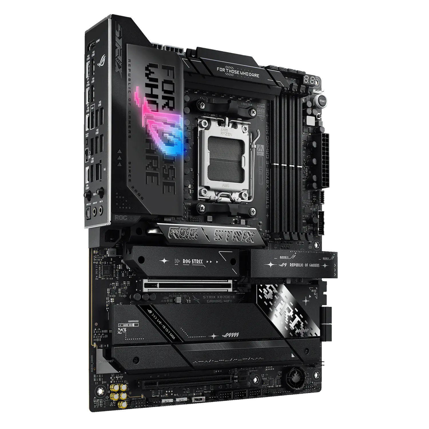 ASUS ROG STRIX X870E-E GAMING WIFI, Placa Madre ATX, AMD X870E, Socket AM5, DDR5 Hasta 256GB, PCIe 5.0, 5 M.2, Wi-Fi 7, Bluetooth 5.4, LAN 5GbE, 2 USB4 40Gbps, Negro 5