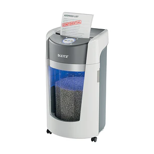 Leitz IQ OptiMax Office P5, Destructora de Papel, Microcorte 10 Hojas, 35L, Blanco/Gris