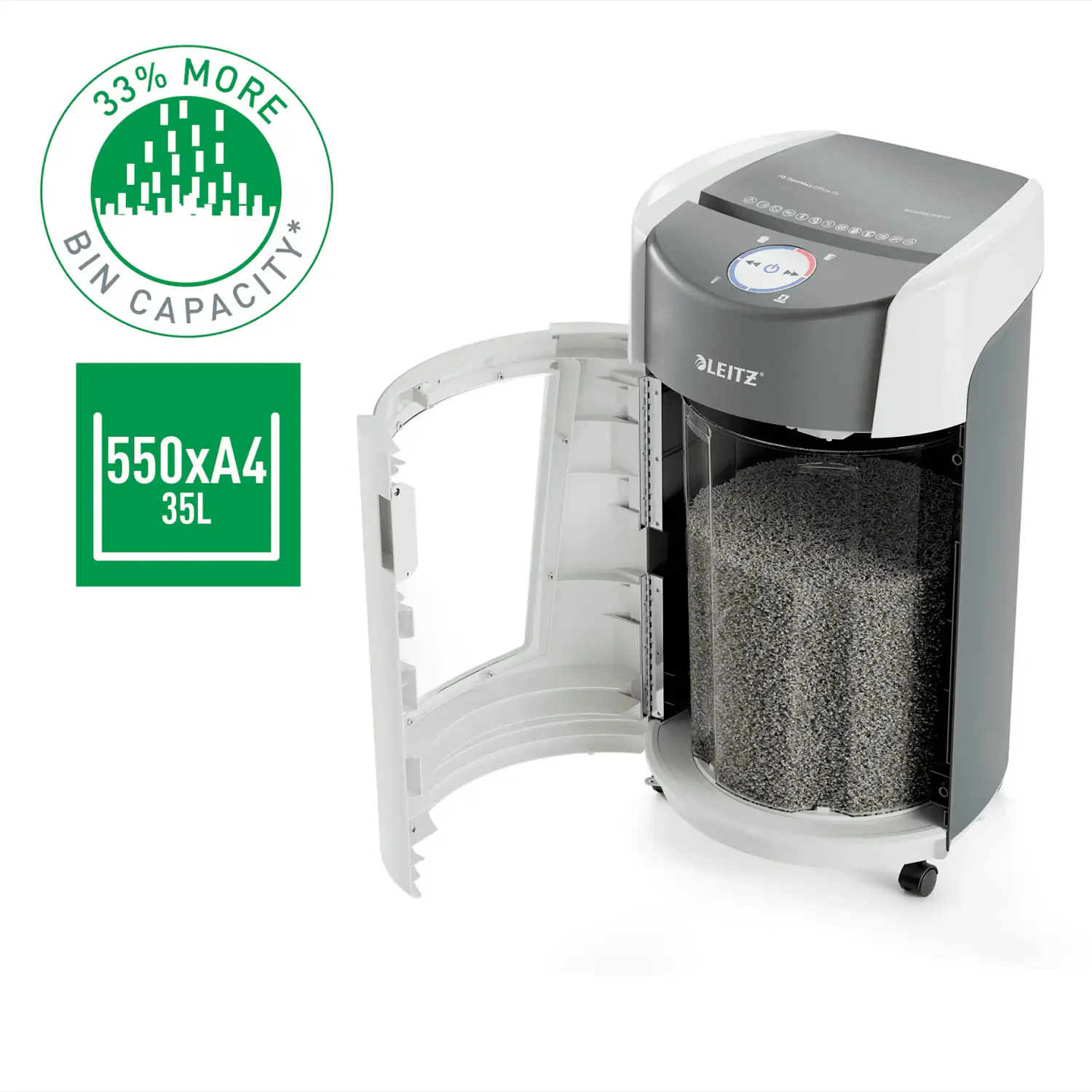 Leitz IQ OptiMax Office P5, Destructora de Papel, Microcorte 10 Hojas, 35L, Blanco/Gris 9