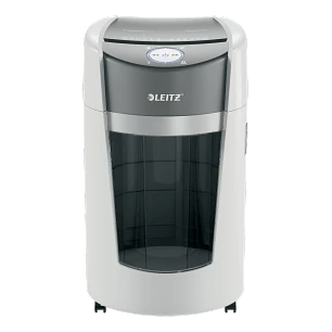 Leitz IQ OptiMax Office P5, Destructora de Papel, Microcorte 10 Hojas, 35L, Blanco/Gris
