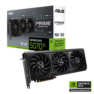 ASUS Prime GeForce RTX 5070 Ti OC 90YV0MF0-M0AA00, Tarjeta de Video, 16GB GDDR7, PCIe 5.0, Triple Ventilador, Negro