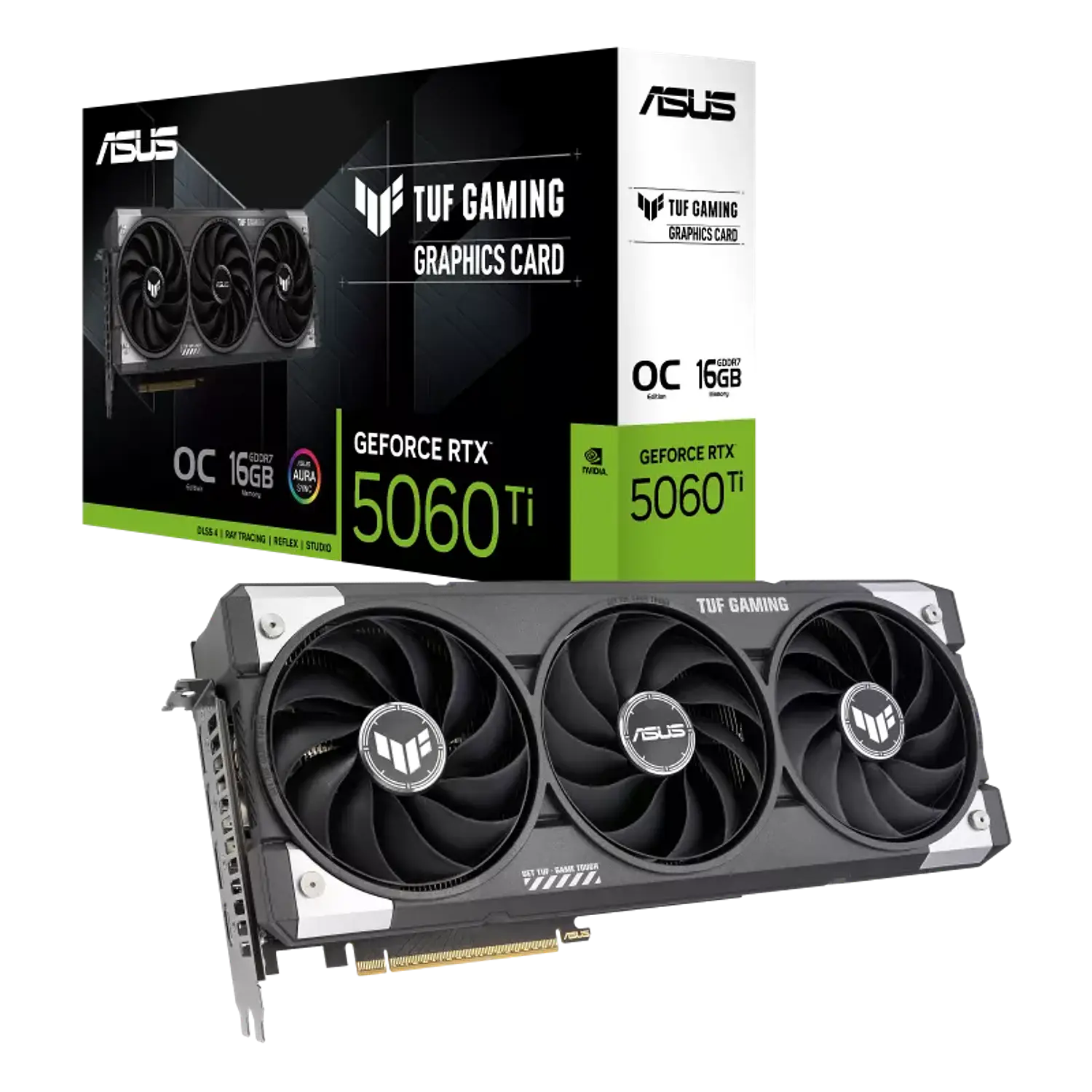 ASUS TUF Gaming GeForce RTX 5060 Ti OC 90YV0MG0-M0AA00, Tarjeta de Video, 16GB GDDR7, PCIe 5.0, Triple Ventilador, ARGB 1