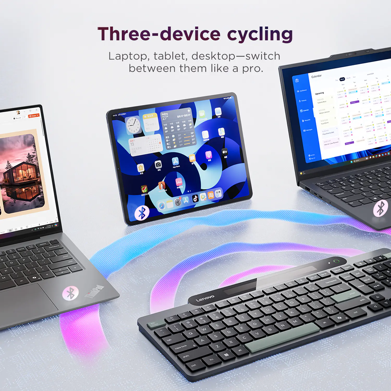 Lenovo Self-Charging 4Y41R69496, Teclado Inalámbrico Autorrecargable, Bluetooth 5.1, Español Latinoamérica, Negro 19