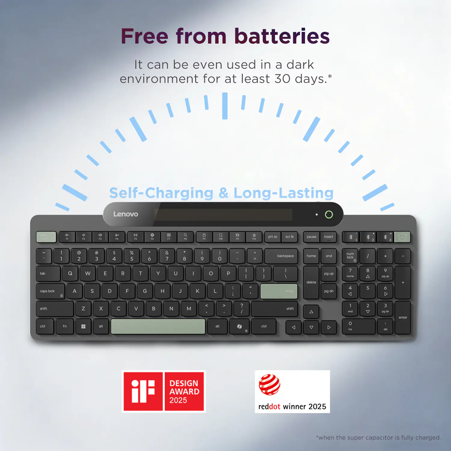 Lenovo Self-Charging 4Y41R69496, Teclado Inalámbrico Autorrecargable, Bluetooth 5.1, Español Latinoamérica, Negro 21
