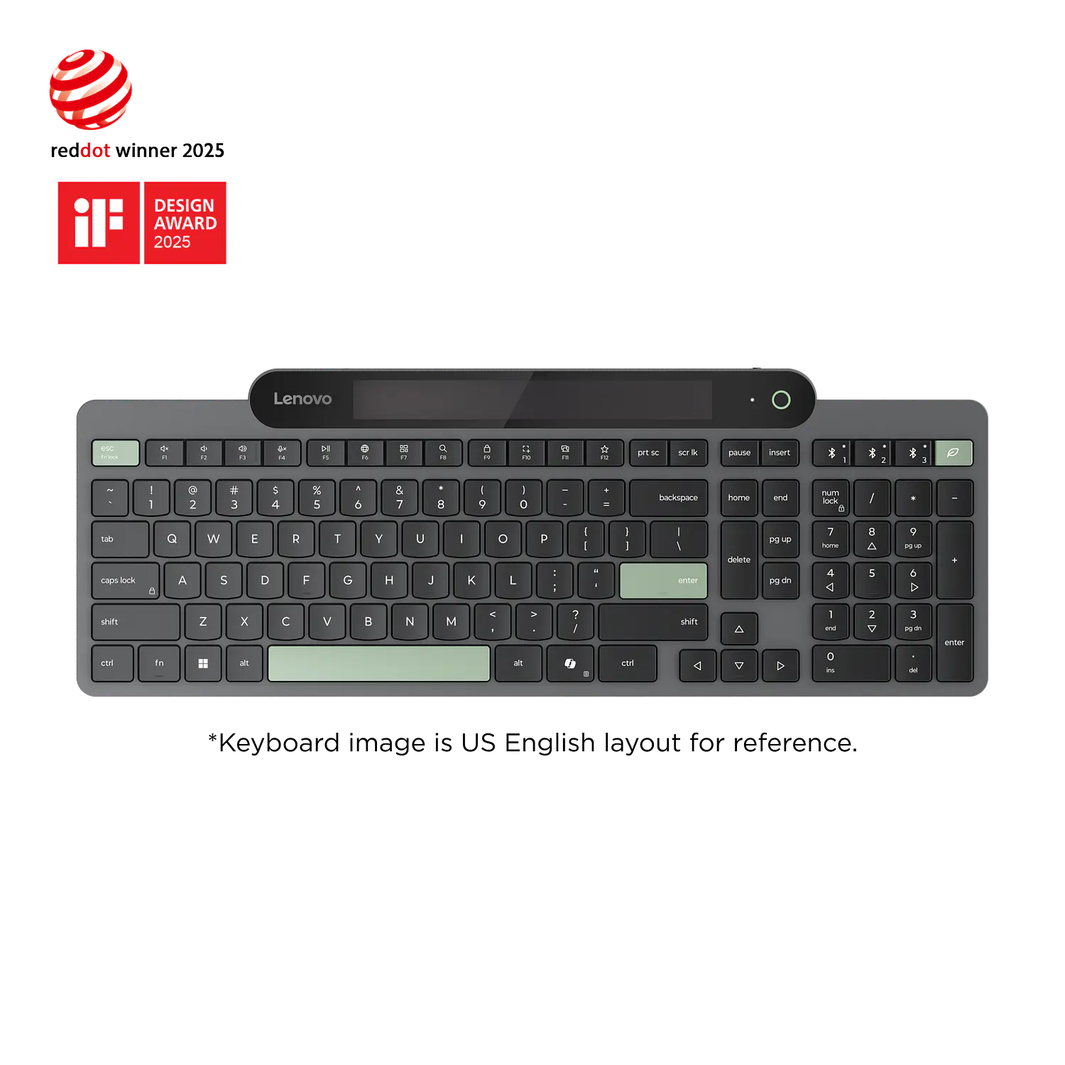 Lenovo Self-Charging 4Y41R69496, Teclado Inalámbrico Autorrecargable, Bluetooth 5.1, Español Latinoamérica, Negro 1