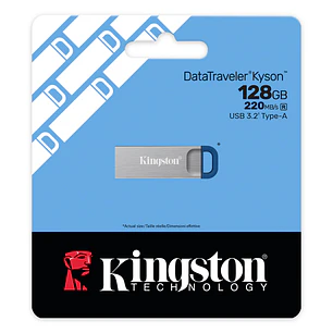 Kingston DataTraveler Kyson G2, Pendrive 128GB, USB-A 3.2 Gen 1, Lectura 220MB/s, Metálico Sin Tapa