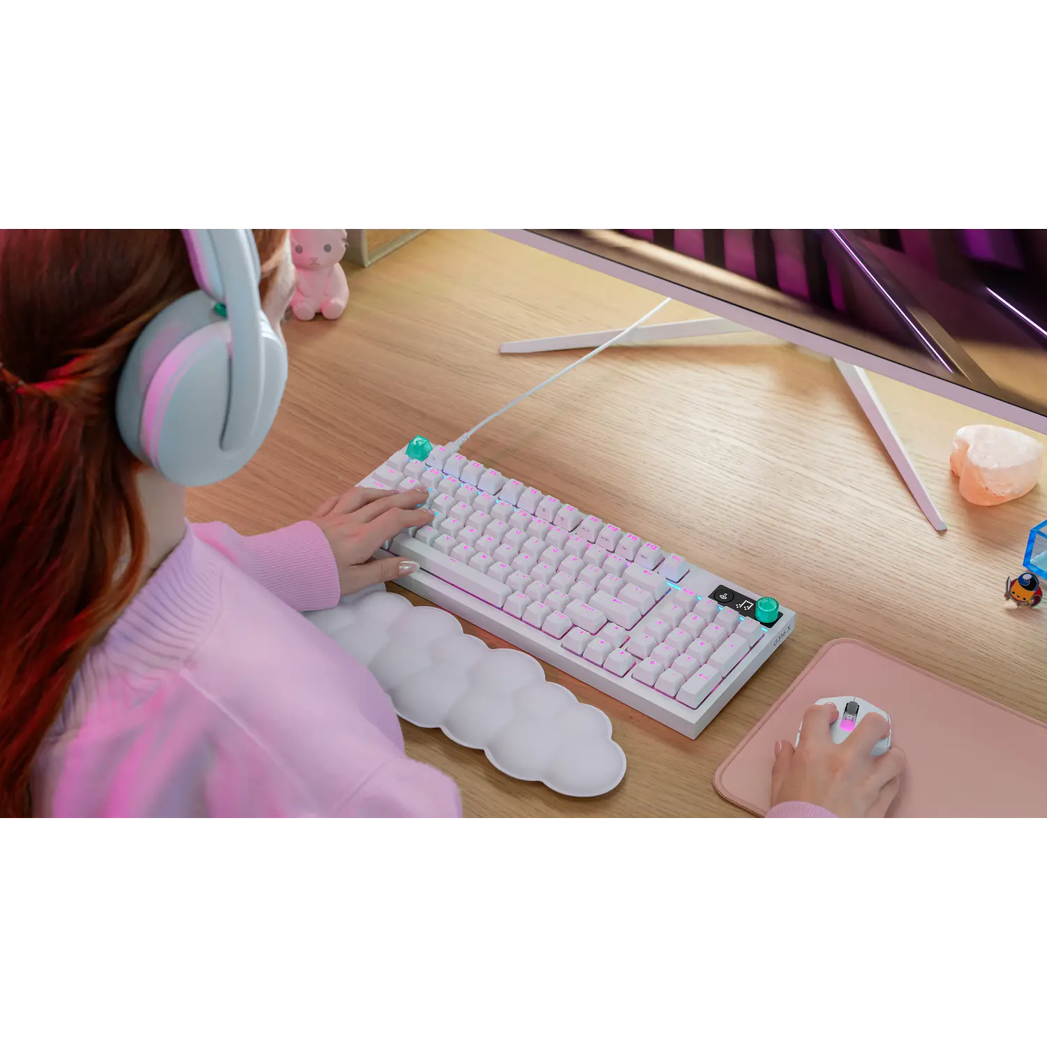 Logitech G316 X 75, Teclado Gamer Mecánico 75%, 8kHz, Switches Táctiles Hot-Swap, RGB LIGHTSYNC, PBT, USB-C, Inglés US, Blanco 5