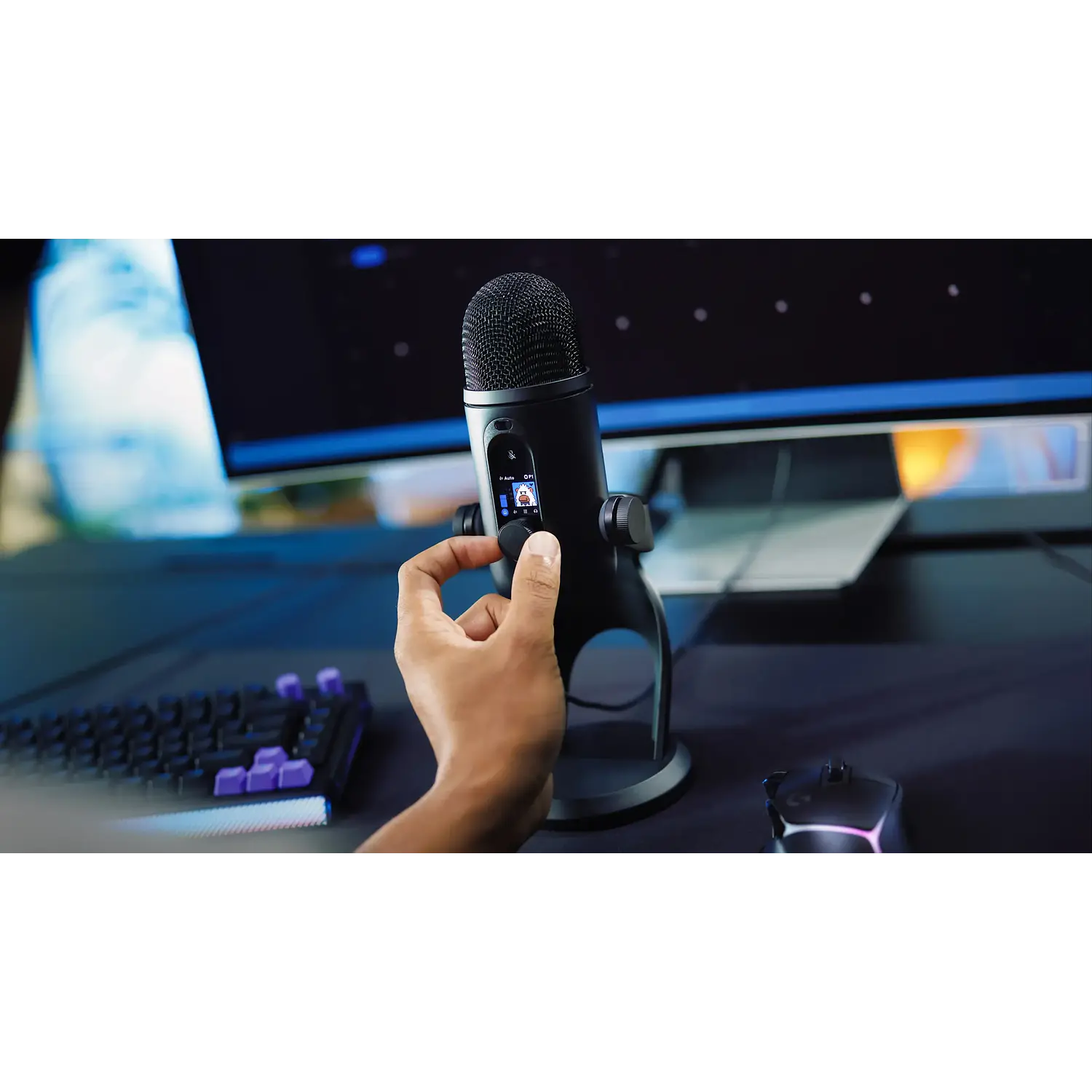 Logitech G YETI 2, Micrófono USB-C Multipatrón, 24 Bits, 48kHz, Blue VO!CE, Sensor 3D, Pantalla LED 1,3