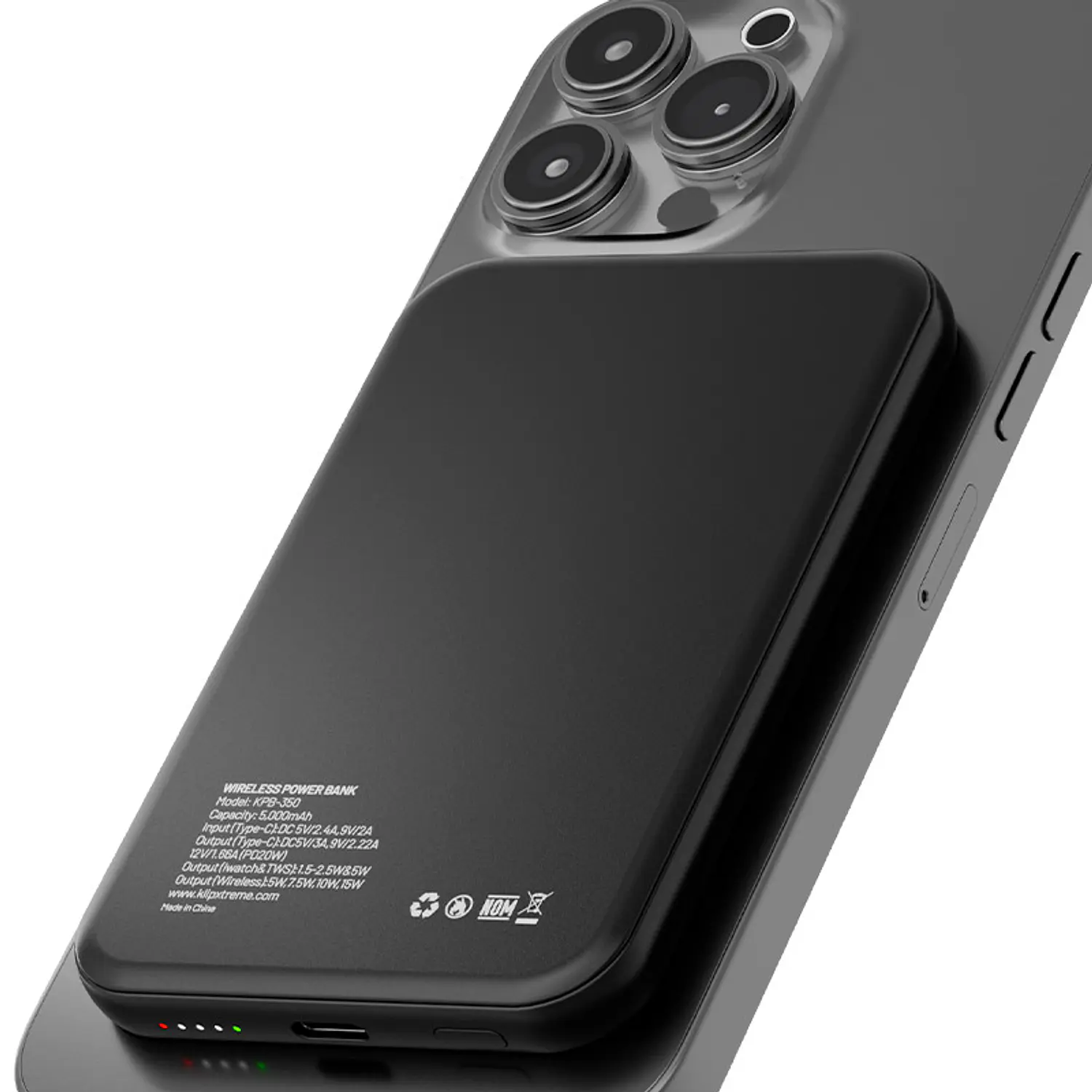 Klip Xtreme PowerMag 5000 KPB-350, Power Bank Magnético 5000mAh, MagSafe, Qi 15W, USB-C PD 20W, Negro 3
