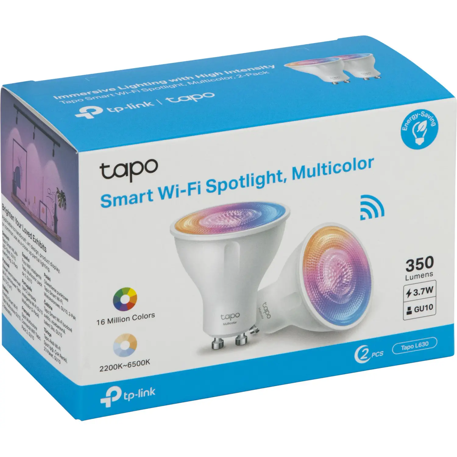 TP-Link Tapo L630, Pack de 2 Ampolletas LED Inteligentes GU10, Wi-Fi, 350lm, 3.7W, Multicolor 1