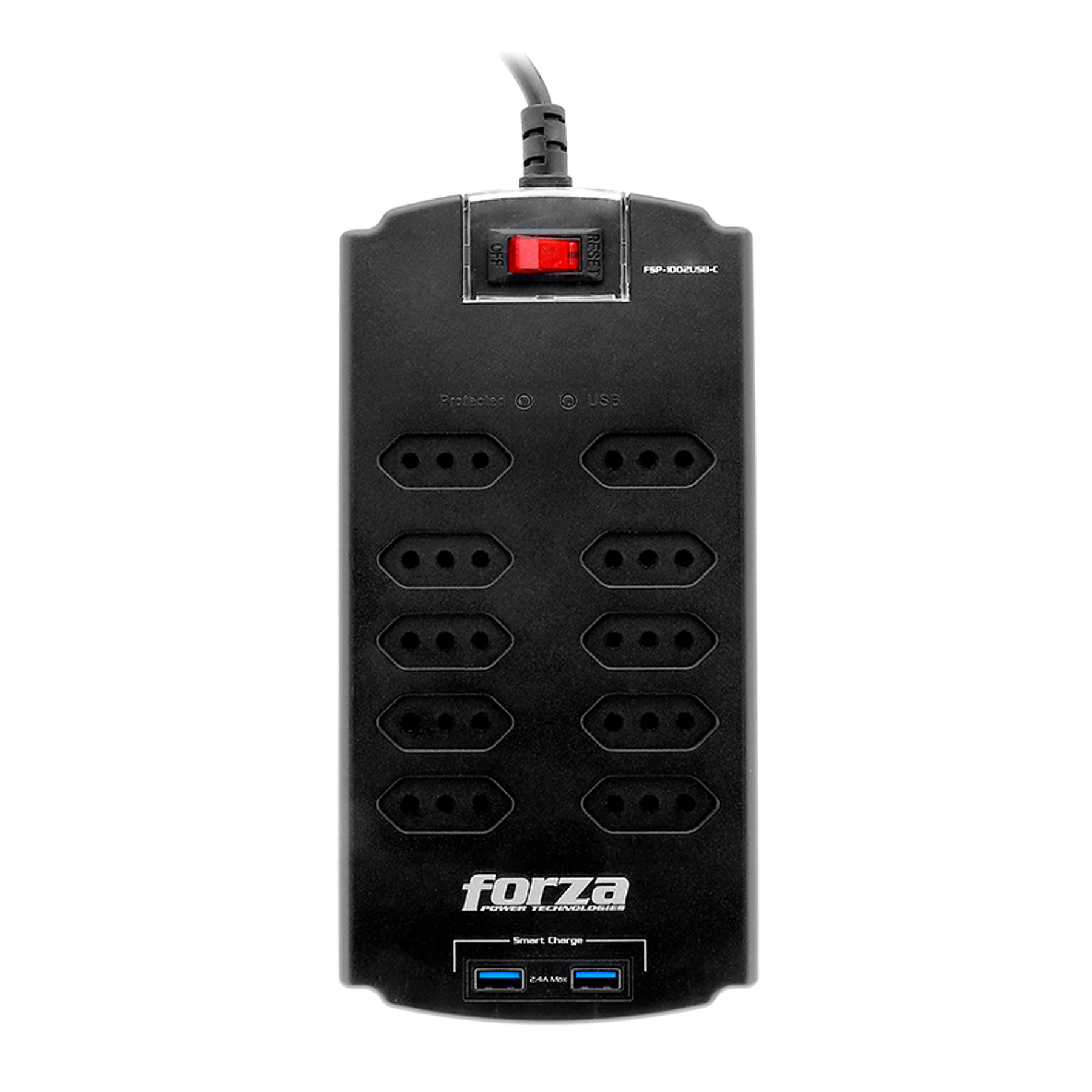 Forza protector sobretension con 10 toma/nacional 2 USB 220V