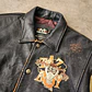 Vintage Looney Tunes Taz Aviator Leather Jacket L - Miniatura 2