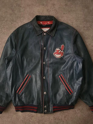 90’s Cleveland Indians Leather Jacket XL