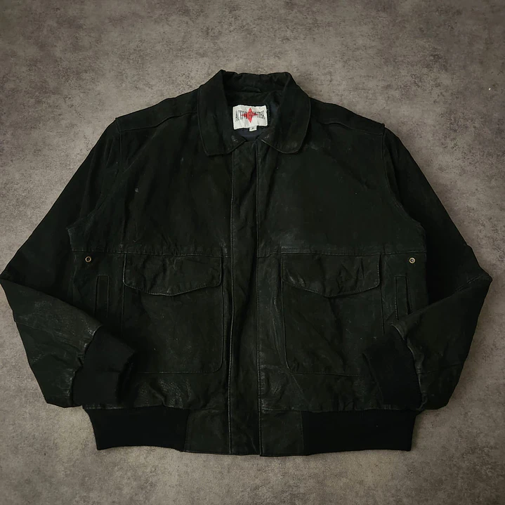 Active Frontier Leather Bomber Aviator Jacket M 4