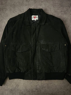 Active Frontier Leather Bomber Aviator Jacket M