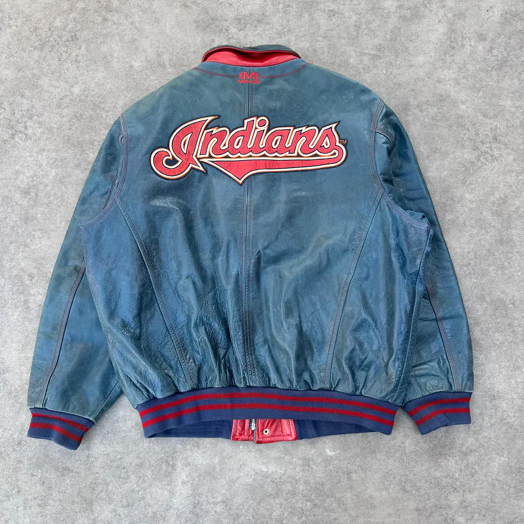 90’s Cleveland Indians x Magestic Leather Jacket XL 4