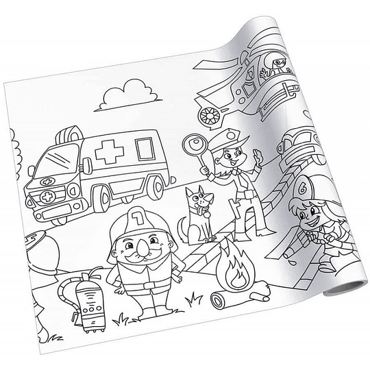 Rollo Adhesivo Para Colorear Bomberos