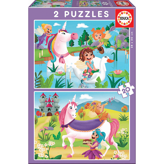 Puzzle 2x48 Unicornios Y Hadas