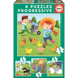 Puzzle 12+16+20+25 Animales Granja