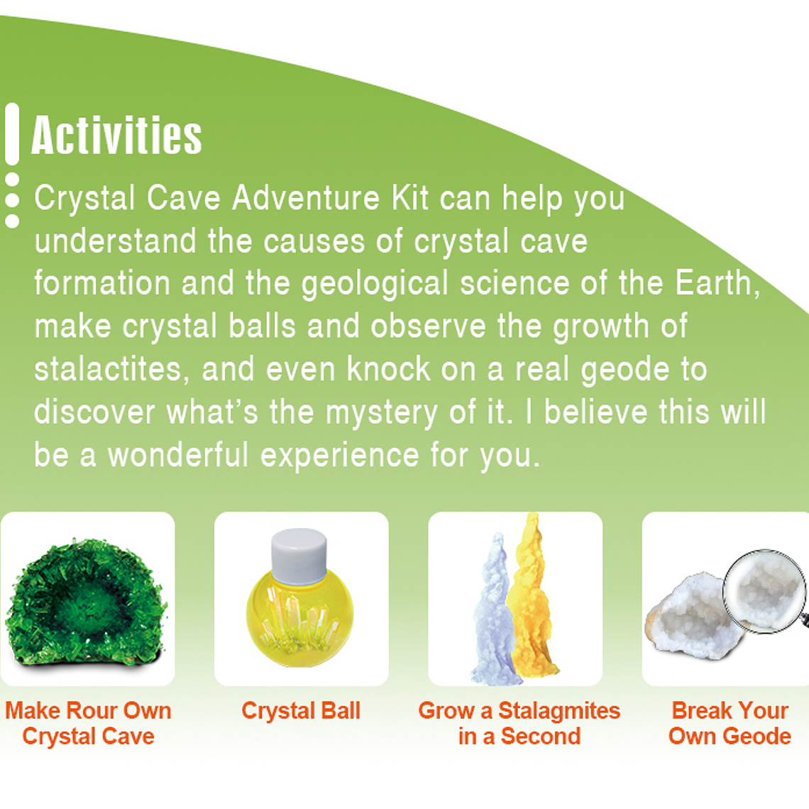 Juego científico STEAM - Kit de Aventura en la Cueva de Cristal 3