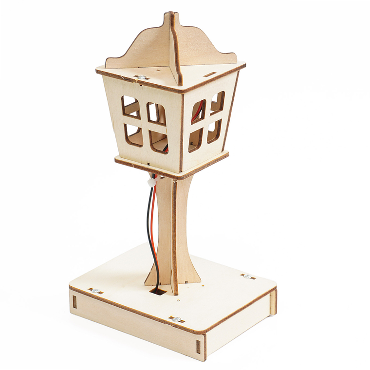 Lámpara Científica de Madera con Control por Sonido – Kit STEM Armable 1
