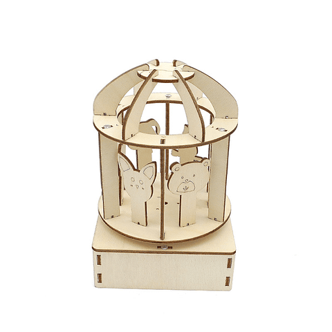 Carrusel Musical Giratorio de Madera – Kit STEM Armable