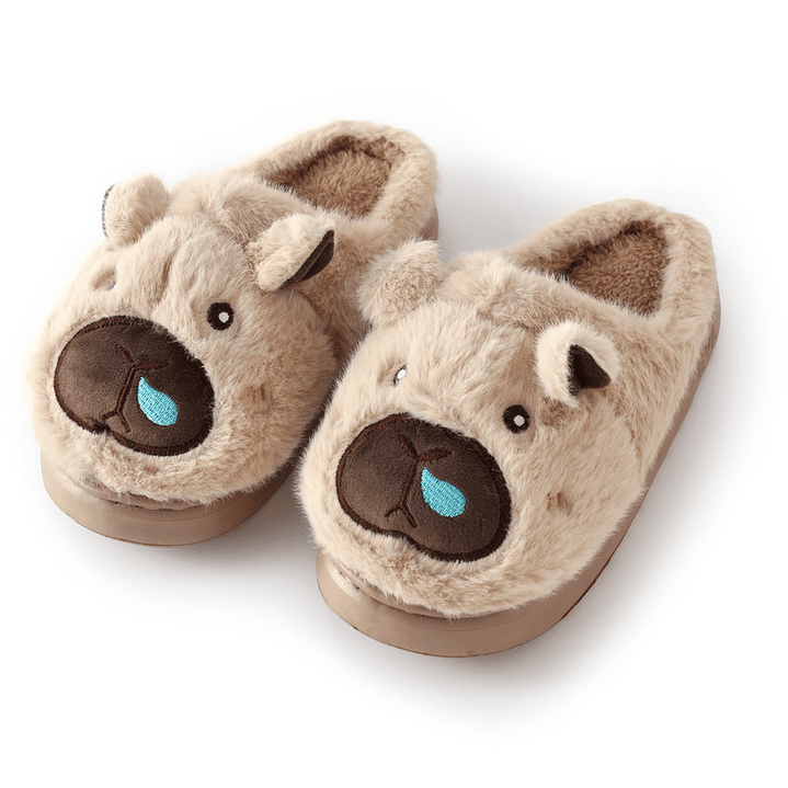 Pantuflas invierno capibara mujer Beige 1