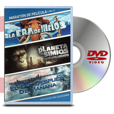PACK DVD MARATÓN VOL:1 LA ERA DEL HIELO 1/EL PLANETA DE LOS SIMIOS REVOLUCIÓN/EL DÍA DESPUÉS DE MAÑANA