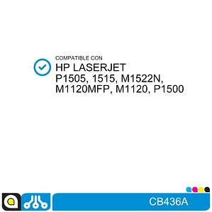 Toner CB436A Compatible con:  HP Laserjet P1505, 1515, M1522N, M1120MFP, M1120, P1500
