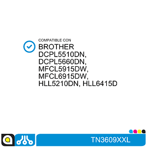 Toner TN3609XXL Compatible con:  Brother DCP L5510DN, L5660DN, L5915DW, L6915DW, L5210DN