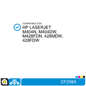 Toner CF258A Compatible con:  HP Laserjet Pro M404N , M404DW , M428FDN , 428MDW , 428FDW