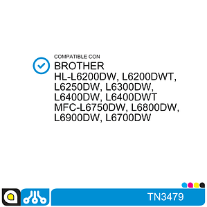 Toner TN3479 Compatible con:  Brother HL-L6200DW, L6400DW, L6800DW, L6900DW, L6700DW