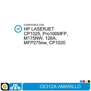 Toner CE312A Compatible con:  HP Laserjet CP1025, M175NW, 126A, CP1020