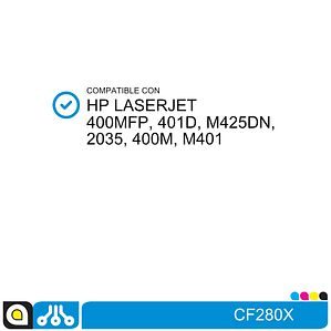 Toner CF280X Compatible con:  HP Laserjet Pro400MFP, Pro401D, M425DN, 2035, M401